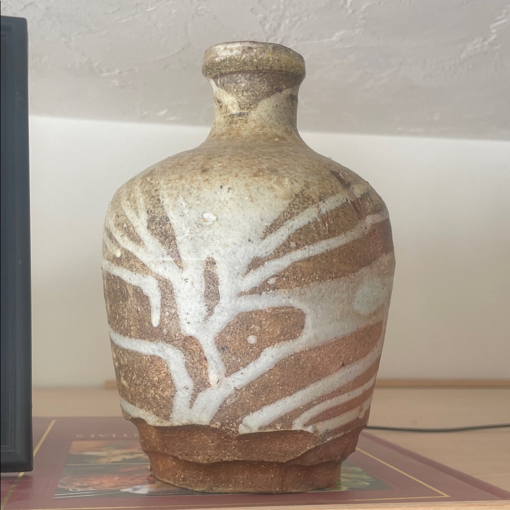 Rustic Brown and Cream Ceramic Vase